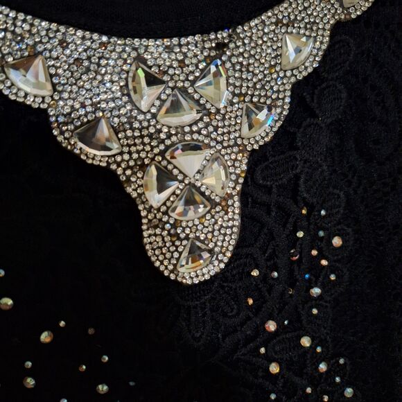 A Women's Lacey Rhinestone Top Evening Whimsigoth Fairy Grunge Sparkly XL - Picture 8 of 12